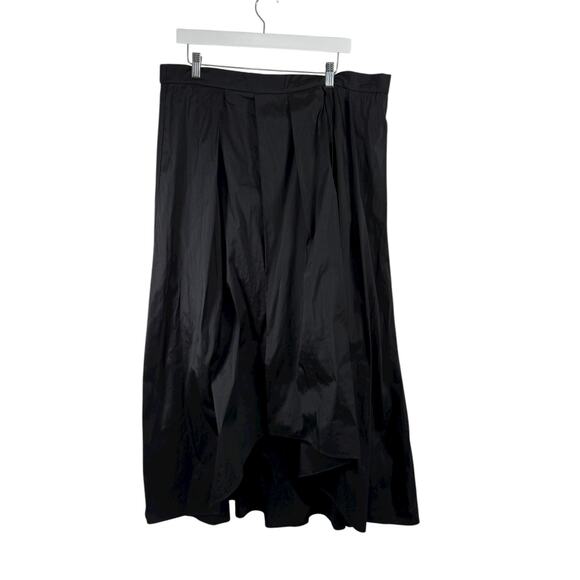Alex Evenings Black A-Line Pleated Satin Maxi Skirt Formal Womens Plus 1x - Picture 1 of 4
